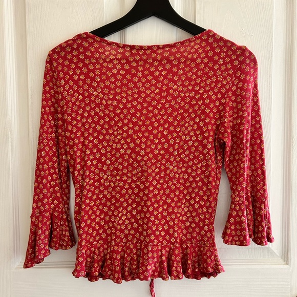 Urban Outfitters Red Daisy Drawstring Crop Top Size Medium - Picture 3 of 10
